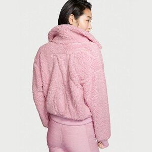 Victoria’s Secret ✦ Plush Fleece Zip Jacket ✦ Pink w/ Embroidered VS Logo Back